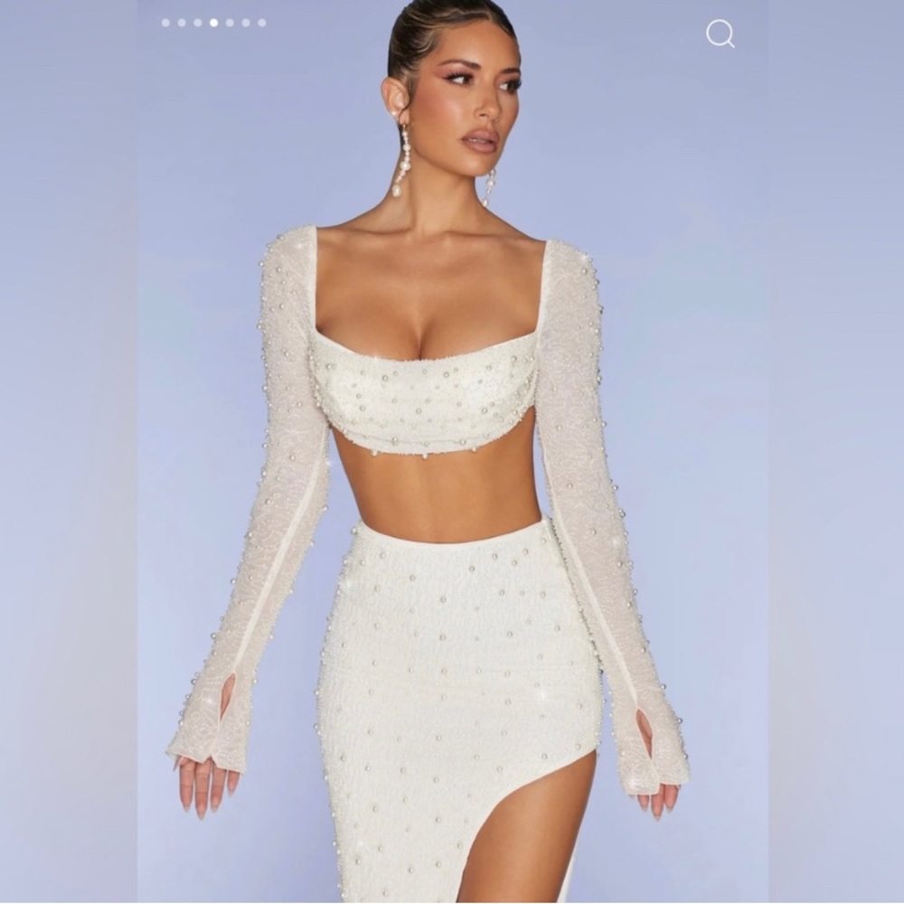 Oh Polly 2 piece PEARL white set with skirt & top